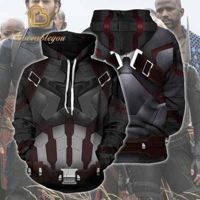 Avengers: Infinity War Hoodies - Captain America Steve Zip Up Thick Cotton Sweatshirt